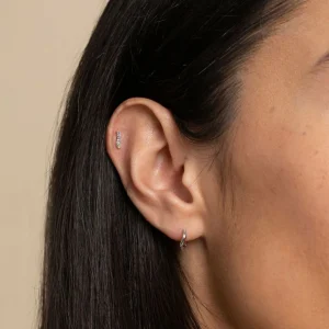 Ombré Wave Piercing Stud in Solid White Gold