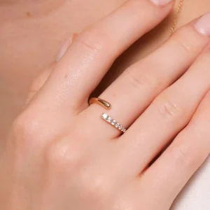 Orbit Crystal Open Ring in Gold