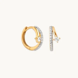 Pavé Crystal Illusion Huggies in Gold