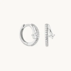 Pavé Crystal Illusion Huggies in Silver