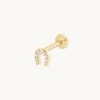 Pavé Horseshoe Piercing Stud in Solid Gold