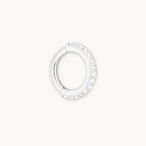 Pavé Seamless 1.2mm Piercing Hoop in Solid White Gold