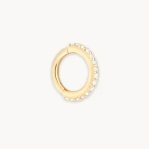 Pavé Seamless 1.2mm Piercing Hoop in Solid Gold