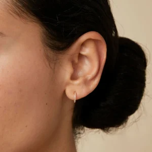 Pavé Seamless 1.2mm Piercing Hoop in Solid Gold