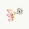 Pink Marquise Fan Titanium Piercing Stud in Gold