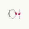 Pink Sapphire Marquise Huggies in Solid White Gold