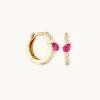 Pink Sapphire Marquise Huggies in Solid Gold
