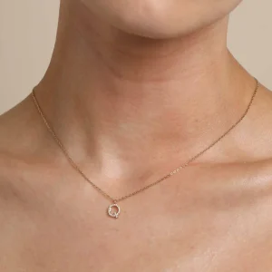 Q Initial Pavé Pendant Necklace in Gold