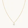 R Initial Pavé Pendant Necklace in Gold