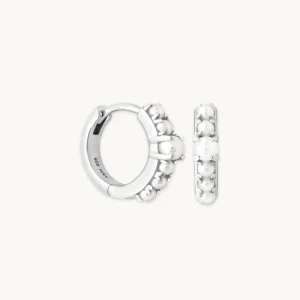 Radiant Pearl Huggies in Silver
