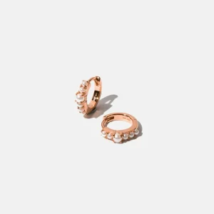 Radiant Pearl Huggies in Rose Gold