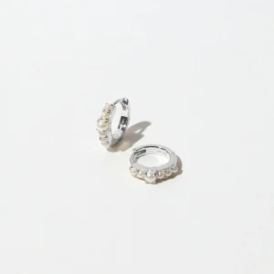 Radiant Pearl Huggies in Silver