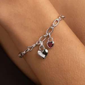 Red Heart Talisman Charm in Silver