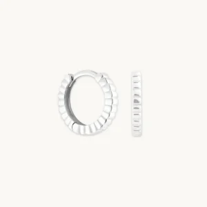 Ridged Huggies in Solid White Gold