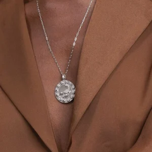 Scorpio Bold Zodiac Pendant Necklace in Silver