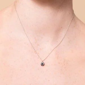 September Sapphire Birthstone Necklace in Solid White Gold