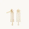 Shooting Star Chain Drop Studs in Solid Gold