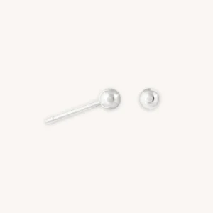 Small Ball Stud Earrings in Solid White Gold