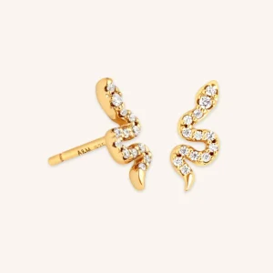 Snake Crystal Studs in Gold