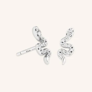 Snake Crystal Studs in Silver