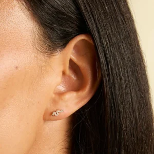 Snake Crystal Studs in Silver