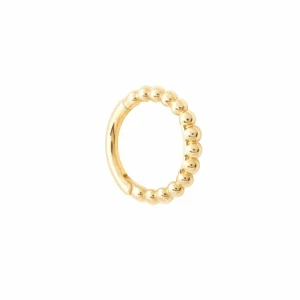 Solid Gold Beaded Piercing Hoop