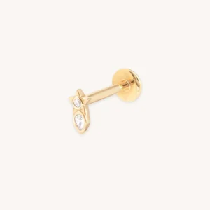 Solid Gold Crystal Star Piercing Stud