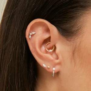 Solid Gold Marquise Daith Hoop