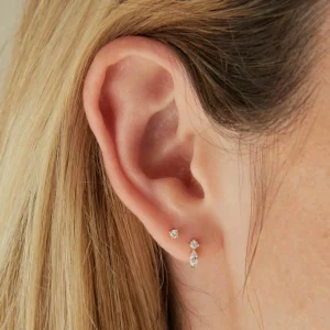Solid Gold Topaz Piercing Stud