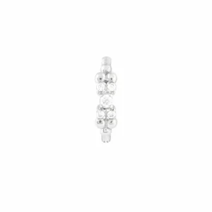 Solid White Gold Beaded Crystal Piercing Hoop