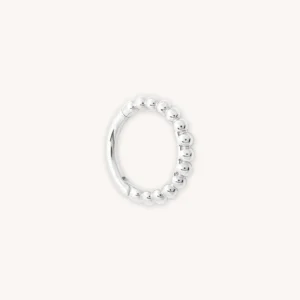 Solid White Gold Beaded Piercing Hoop