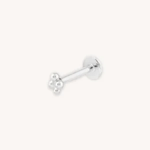 Solid White Gold Beaded Piercing Stud