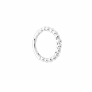 Solid White Gold Beaded Piercing Hoop
