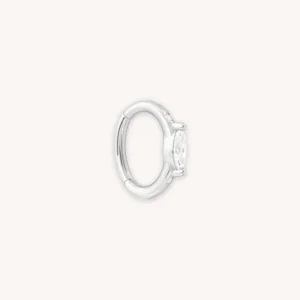 Solid White Gold Marquise Piercing Hoop