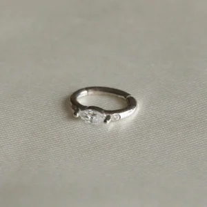 Solid White Gold Marquise Rook Hoop