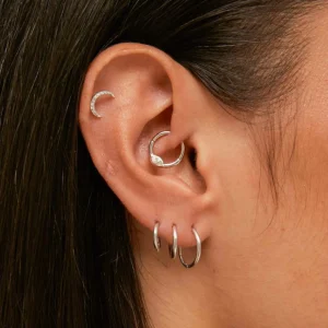Solid White Gold Simple Piercing Hoop
