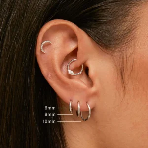 Solid White Gold Simple Piercing Hoop
