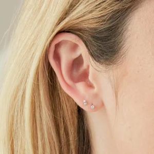 Solid White Gold Topaz Piercing Stud