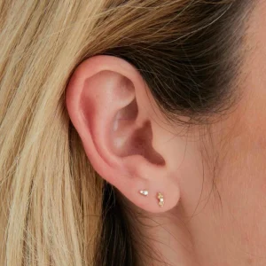 Stacked Topaz Piercing Stud in Solid Gold