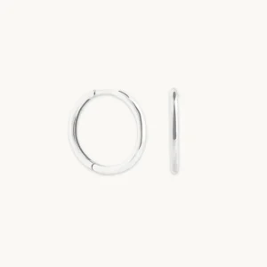 Staple Hoops in Solid White Gold