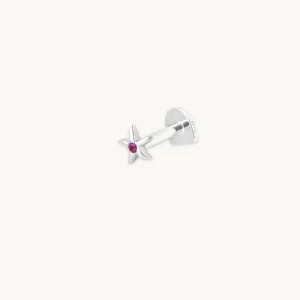 Starfish Piercing Stud in Solid White Gold