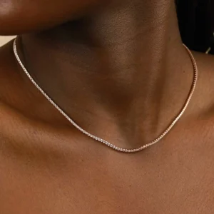 Tennis Chain Necklace in Rose Gold