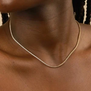 Tennis Chain Necklace in Gold