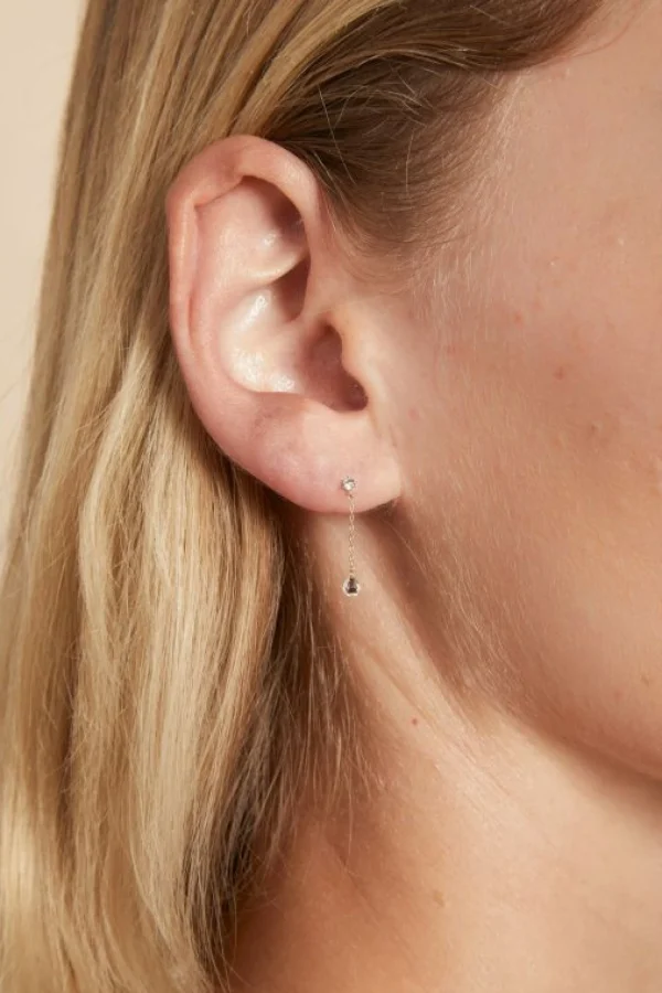 Topaz Chain Stud Earrings in Solid Gold