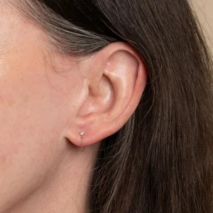 Topaz Chain Stud Earrings in Solid Gold