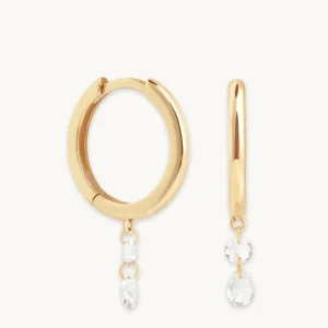 Topaz Charm Hoops in Solid Gold