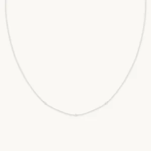 Topaz Charm Necklace in Solid White Gold