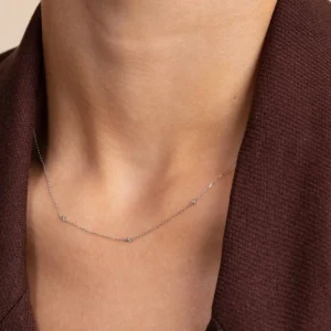 Topaz Charm Necklace in Solid White Gold