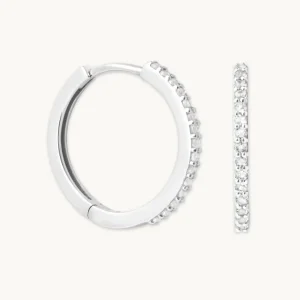 Topaz 12mm Hoops in Solid White Gold
