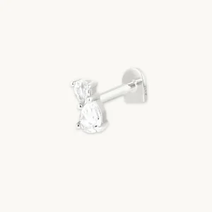 Topaz Pear Cluster Piercing Stud in Solid White Gold